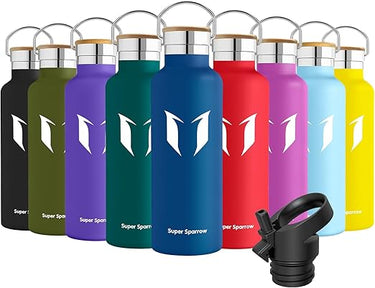 Super Sparrow Botella Agua Acero Inoxidable - Botella Agua Niños - 350ml/500ml/620ml/750ml/1L - Botella Termica Boca Estándar - Sin BPA, para Niños & Adultos, Deporte, Oficina, Yoga, Ciclismo